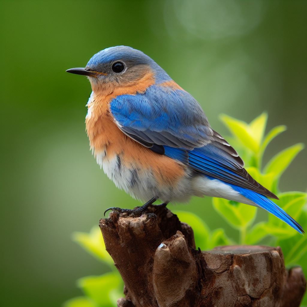 Merlebleu de l'Est. Le dos est bleu éclatant, de la tête au bout de la queue. La poitrine et les flancs sont roux. Le bas-ventre est blanc. Action Permabitat, nichoirs et abris fauniques, abritez la vie!